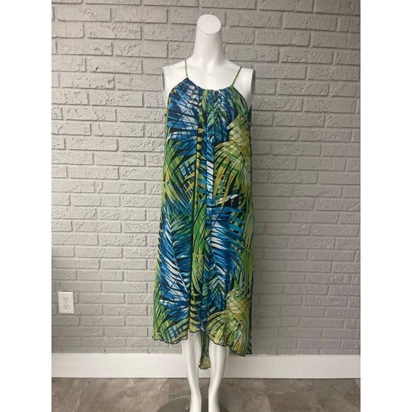 Cynthia Rowley Tropical Palm Print Halter Hi-Low Dress Size 4 - Picture 1 of 8